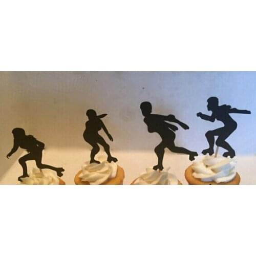 Roller Derby Silhouette cupcake toppers Bachelorette Hem night Party Supplies wedding birthday baby shower party toothpicks
