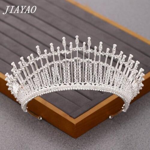 Silver Color Rhinestone Pearl Queen Crowns Wedding Hair Accessories Crown Headpiece Handmade Bridal Crown Wedding Tiara Jewelry
