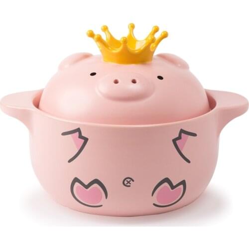 Net red pig instant noodle bowl small casserole stew pot soup home ceramic high temperature gas stove casserole LB51204