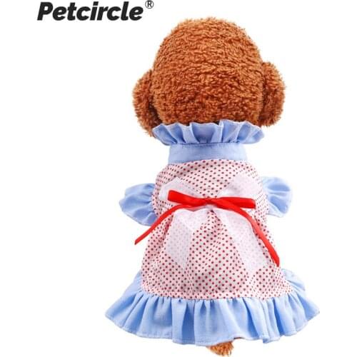 Blue Dog Dress with Bow Star Printing Pet Clothes Spring and Summer Cat Girl Skirt Puppy Clothing for Small Medium and Large Dog