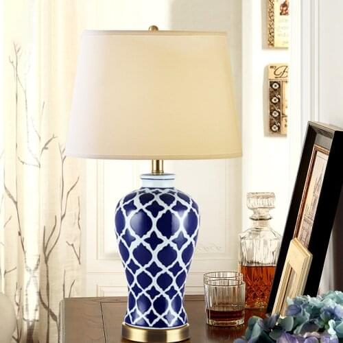 Modern home blue and white high quality ceramic table lamps for home