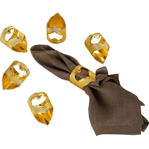 6 Pieces Heart Style Wedding Napkin Rings Table Decoration Hollow Out Family Gatherings Everyday Use Made in Turkey