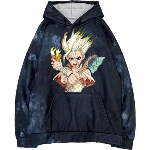 Dr.STONE Hoodie Funly Ishigami Senku Long Sleeve Hooded Sweatshirt Men Hoodies Casual Autumn Tie Dye Hoodie Women