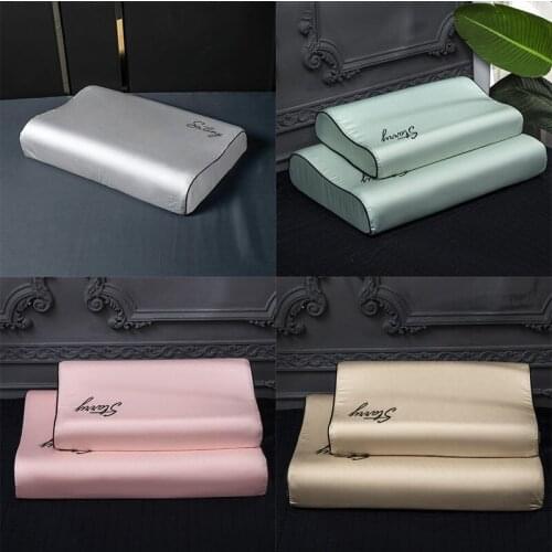 Solid Color High Quality Latex Satin Pillow Case Summer Ice Feeling Memory Foam Pillowcase Egyptian Cotton Latex Pillow Cover
