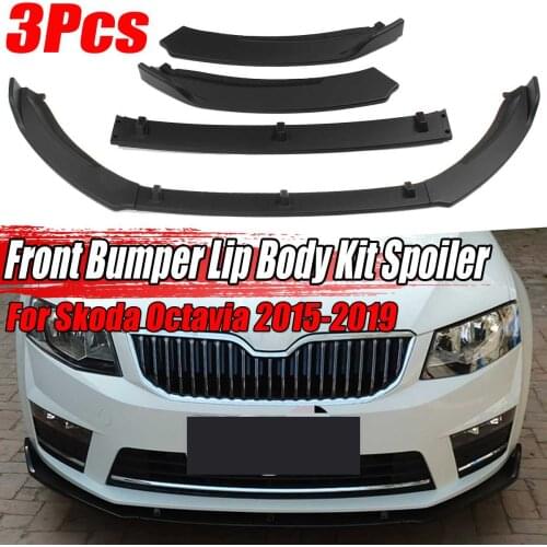 Carbon Fiber Look/Black Car Front Bumper Splitter Lip Spoiler Diffuser Protector Guard Body Kit Trim For Skoda Octavia 2015-2019