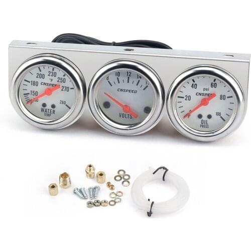 Universal Car 52mm Volt meter + water temp gauge + Oil Pressure Gauge Kit Volt meter Or Oil Temperature Gauge Triple Mete