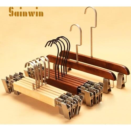 Sainwin 5pcs/lot adult child vintage hanger wood pants clip wooden hangers for clothes rack (30pcs can LOGO)