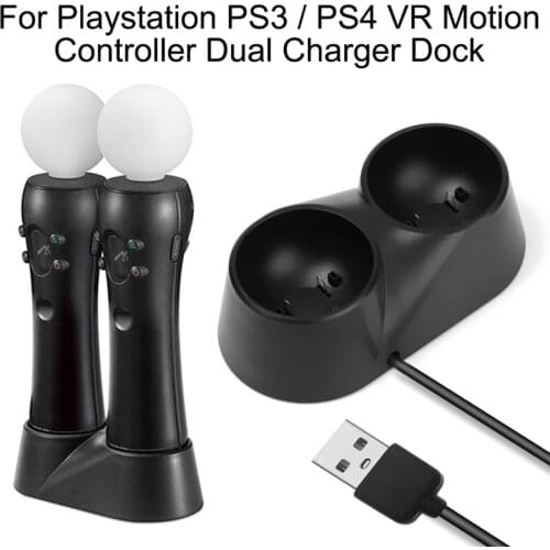 Non-Slip Rubber Pad Dual Charger Dock for PS3 / PS4 VR Motion Controller Playstation Move Controller Charging Station Stand