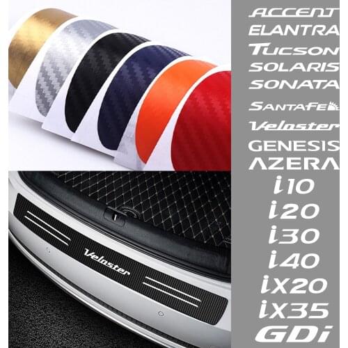 Car Rear Bumper Trunk Load Edge Protective Stickers for Hyundai Accent Tucson Solaris Sonata Santafe Veloster Genesis Azera GDI