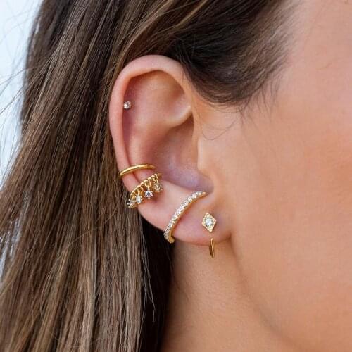 1pc Elegant Women round CZ tassel drip Drop Pendant Ear Cuff Wrap Clip delicate Earrings cute Piercing Jewelry