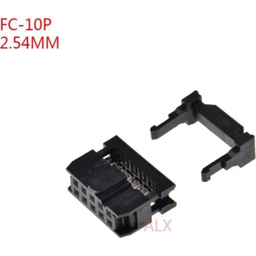 10PCS FC-10p IDC SOCKET pitch 2.54MM JTAG ISP PLUG CONNECTOR DOUBLE ROW FEMALE 2x5PIN 10PIN 10P FOR DC3 IDC BOX HEADER for cable