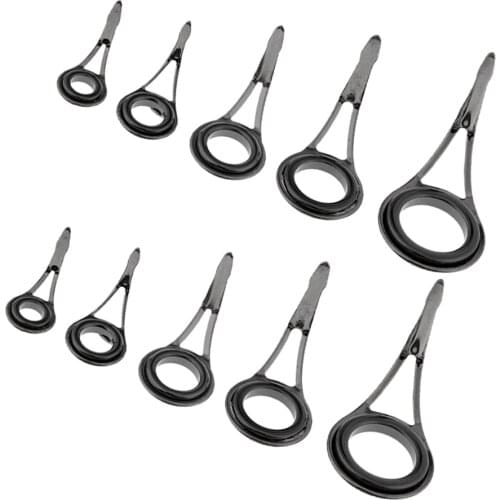 10pcs 5 Size Fishing Rod Guides Tip Top Rings Circle Pole Fishing Repair Kit
