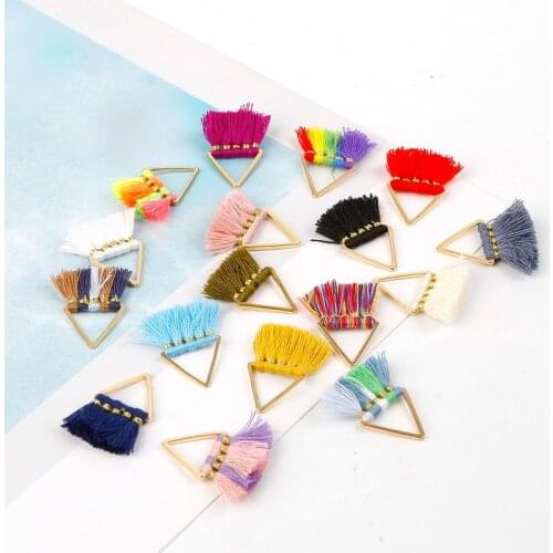 2pcs 25mm Small Trilateral Metal Tassel Polyester Cotton Fringe for DIY Craft Keychain Earring Accessories/17 Colors to Optional