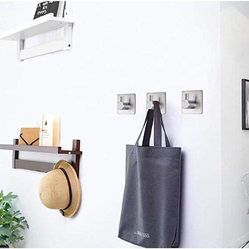 2020Adhesive Sus 304 Stainless Steel Robe Hooks Wall Door Clothes Hanger Kitchen Bathroom Rustproof Towel Hooks 4pcs/Set