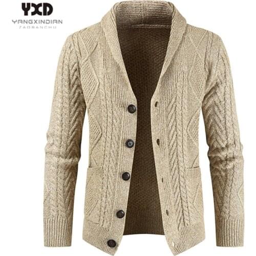 2020Winter Men Clothes Knitted Single-breasted off white Long Sleeve Cardigan Men Sweater Jacket Streetwear Jacquard Casual Coat