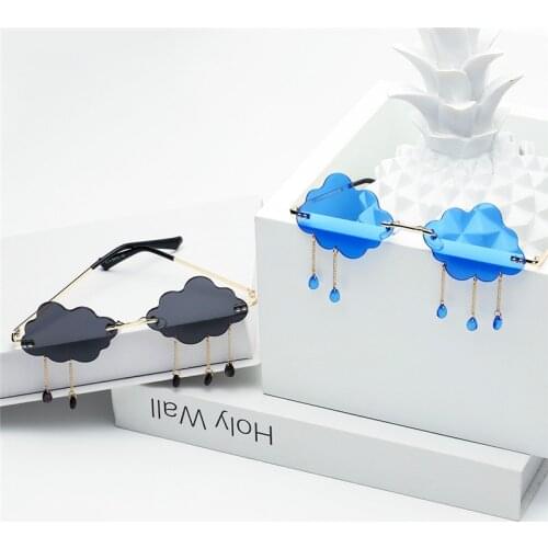 2021 Vintage Clouds Tassel Steampunk Sunglasses Fashion Rimless Driving Glasses Women Men Frameless Punk Glasses Shades UV400