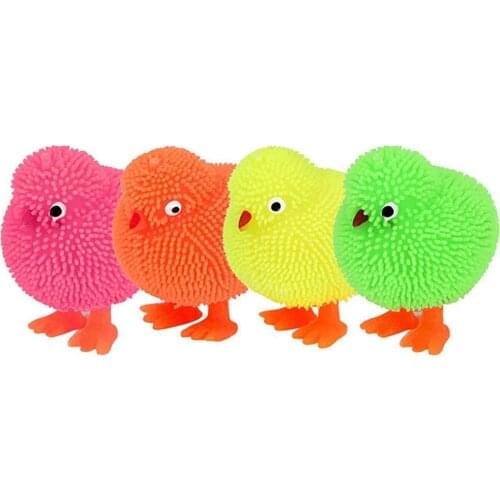 4Pcs Cute Chick LED Light Stress Relief Kids Adult Squeezing Decompression Toy