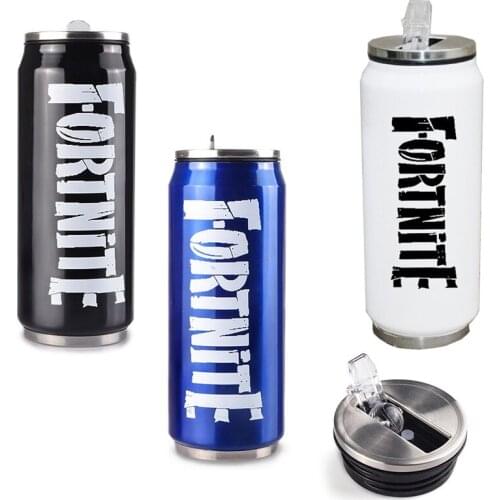 450ML Fortnite Water Cup Straw Cups Outdoor Sports Mugs Stainless Steel Mug Student Portable Drinking Glass for Kid Toys Gifts