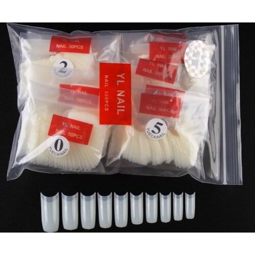 500pcs/Pack Clear/White/Nature French False Fake Tips Ultra-Flexible Half Cover Fake Nail Tips Acrylic Nail Tips 10 Sizes##td
