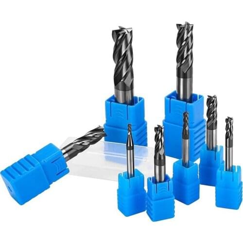 8 Pieces Of 4-Slot Tungsten Carbide Milling Cutter Set, Straight Shank Milling Cutter, CNC Milling Cutter 2-12 Mm