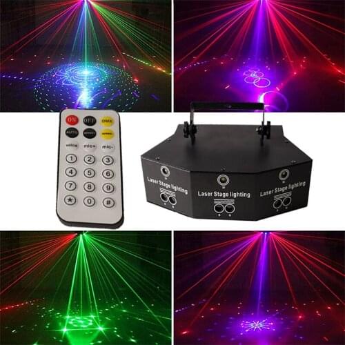 9-eye RGB Disco Lamp DMX Remote Control Stage Strobe Light Dj Led Laser Light Halloween Christmas Bar Party Projetor Home Decor