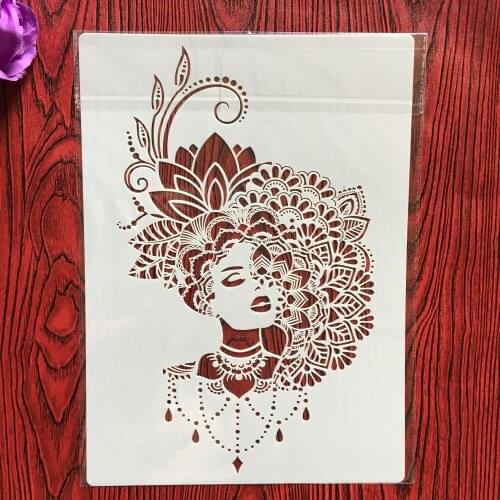 A2 size 42 *59.4cm Beauty girl DIY Stencils Wall Painting Scrapbook Coloring Embossing Album Decorative Paper Card Template,wall
