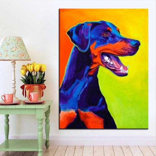 Large size Print Oil Painting doberman miracle Wall painting Home Decorative Wall Art Picture For Living Room paintng No Frame