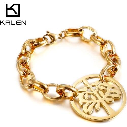 Kalen 10mm Wide Chain Tree Of Life Girls Bracelet Hip-hop Style Party Jewelry Bracelets
