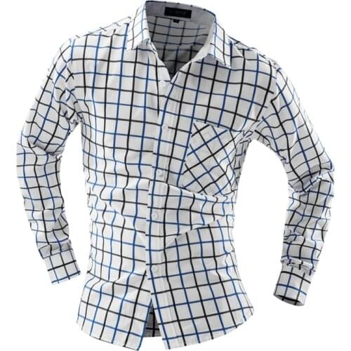 Camisa Masculina Slim Fashion Men Shirt 2018 New Brand Casual Long-Sleeved Chemise Homme Male High Quality Plaid Dress Shirt YJ