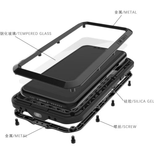 Phone Case For iPhone 11 Pro Max Metal Aluminum Waterproof Shockproof Back Cover For iPhone 11 Pro XS Max XR Dustproof