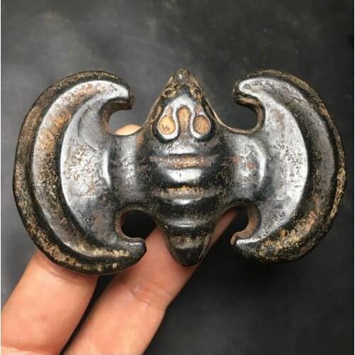 Wonderful xinjiang Chinese-Hongshan-Culture-Magnet-jade-stone-Carved-Bat-Amulet-Pendant