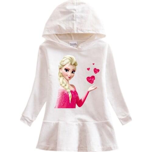 Disney Frozen Cotton Causal Dress For Girl Fashion Kids Baby Girls Long Sleeve Dresses Christmas Elsa Anna Clothes