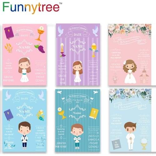 Funnytree photography backdrop pink girl blue boy photophone first communion decoration party custom photo background photozone