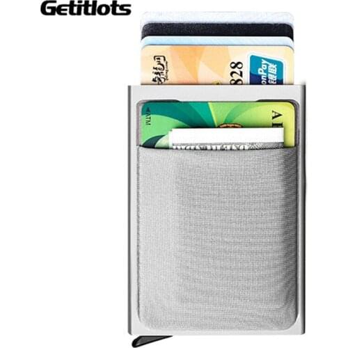 Hot Sale Credit Card Holder Elasticity Back Push RFID Blocking Thin Metal Wallet Auto Pop Up ID Card Holder Small Cards Purse