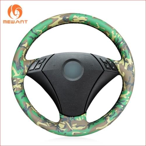 MEWANT DIY Camouflage Artificial Leather Car Steering Wheel Cover for BMW 530 523 523li 525 520li 535 545i E60 Accessories