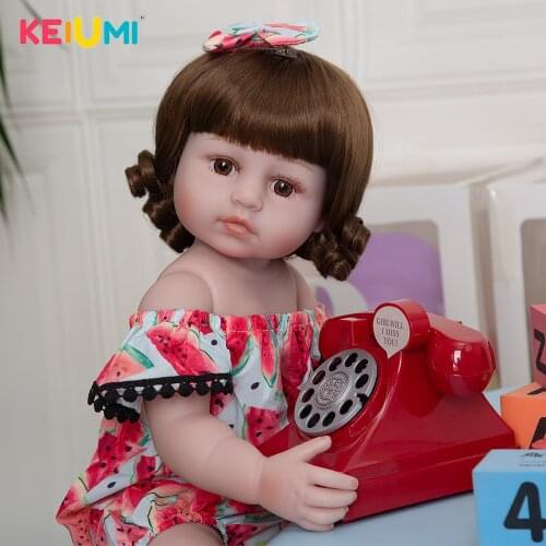 KEIUMI 55CM Bebe Doll Reborn Baby Dolls For Children Toys Toddler Full Body Silicone Girl Newborn Doll For Children Gift