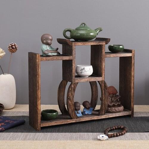 Chinese Wood Tea Pot Tray Burn Paulownia Hand Polished Antique-and-curio Shelves Teapot Set Teapot Trivets