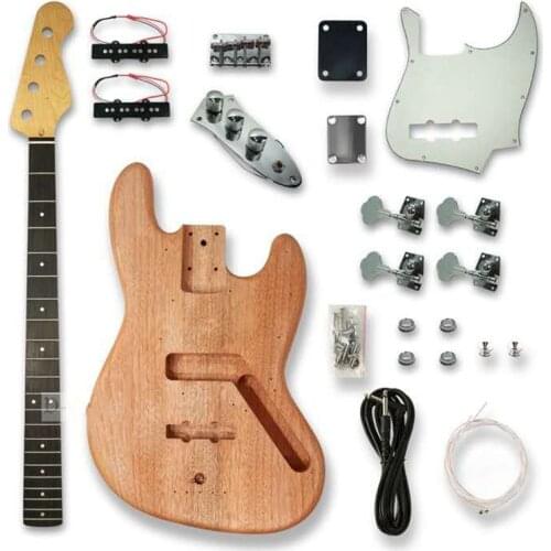 1 set New DIY bass Guitar Mahogany Body Unfinished bass Guitar Kit all hardware