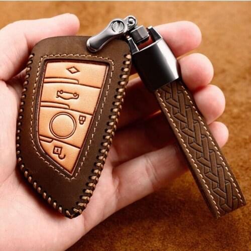 Crazy horse leather car key cover case fob for bmw 520 525 f30 f10F18 118i 320i for bmw X3 X4 M3 M4 M5 E34 E90 E60 E36 F10 F07