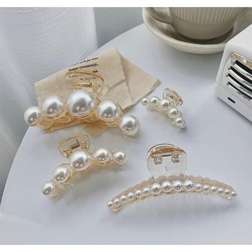 Oversize Big Pearl Hair Claws Large Barrette Crab Hair Claws Bath Clip Ponytail Clip For Women Girls Hair Accessories Gift