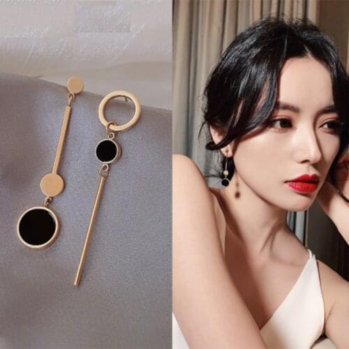 Asymmetric geometric fashion personality simple golden earrings exaggerated ladies jewelry long large drop earrings