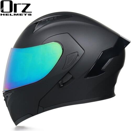 Modular Double Lens ABS Material DOT Approved Moto Racing Helmets Flip Up Helmet Full Face Casco De Moto Colorful Visor