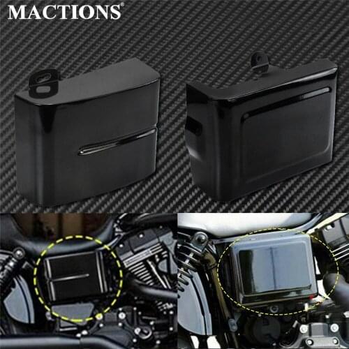 Motorcycle Gloss Black Battery Cover Left Right Side Frame Guard Cover For Harley Dyna Street Bob Wide Glide Fat Bob FXDF FXDC
