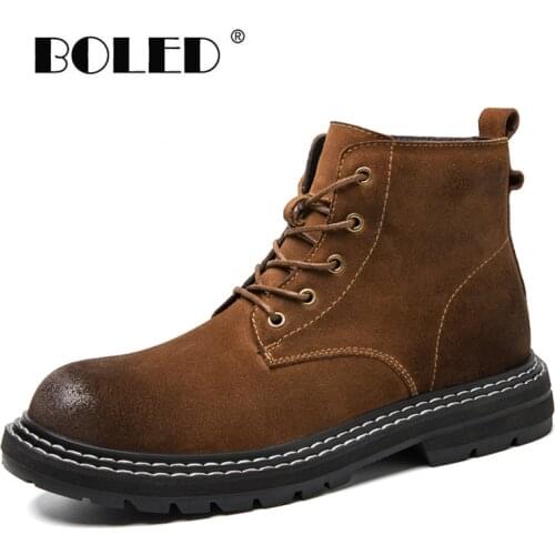 New Autumn Winter Men Boots Genuine Leather Comfort Ankle Snow Boots Men Rubber Sole Wear-resistant Working Men Shoes