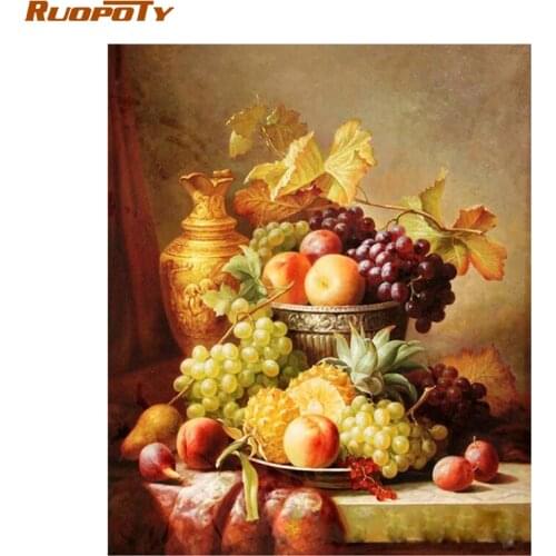 RUOPOTY Frame Picture DIY Painting By Numbers Fruit Wall Art Painting Hand Painted Acrylic Paint By Numbers For Home Decor Arts