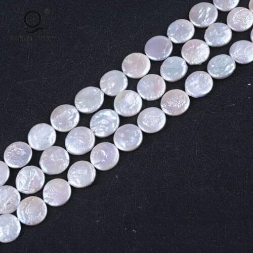 Wholesale Big Size 20mm Natural White Coin Shape Fresh Water Loose Pearl For Sale