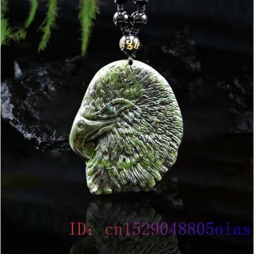 Jade Eagle Pendant Necklace Obsidian Natural Black Green Jewellery Charm Gemstone Amulet Gifts Chinese Carved Fashion