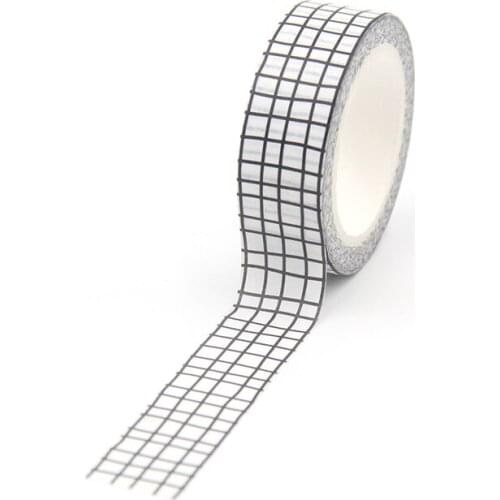 New 1PC 15MM*10M Black Stripes White Washi Tape Sticky Adhesive Tape Scrapbooking Album DIY Decorative Tape office supplies