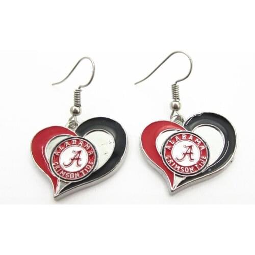New Arrive 6pair/lot Heart Charm USA Sports Earrings University Earrings Charms Jewelry Sport Fan Women Errings