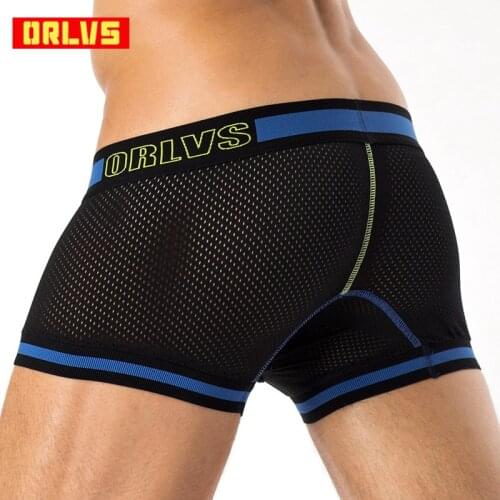 ORLVS Penis Sexy Boxer Mesh Men Underwear U Pouch Sexy Underpants Cuecas Cotton Pants Trunks Boxer Shorts Gay Male Panties OR499